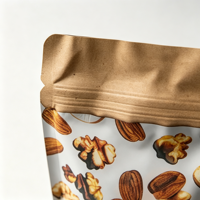 Sacs en papier kraft imprimés sur mesure avec fermeture éclair PE, sacs en mylar à fond plat, sachets à soufflet, emballages alimentaires pour fruits secs, sacs en plastique de qualité alimentaire