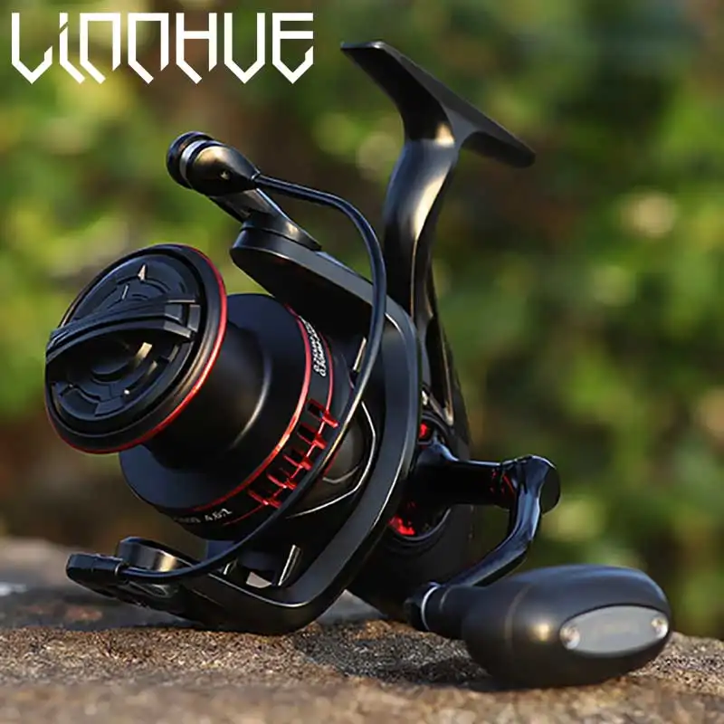 LINNHUE Nhỏ Dài Shoot 2800-7800 Spinning Reel 6BB Tất Cả Kim Loại 12Kg Max Drag Reel Fishing Saltwater Olymp Fishing Reel