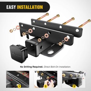 Kit de récepteur d'attelage de remorque Milight 2 pouces en acier allié thermolaqué pour Jeep Wrangler JK 4 portes 2007-2018 - Product Image 5