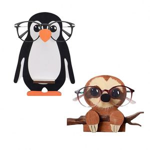 Supplier Creative Design Penguin Sloth Wooden Glasses Frame Sunglasses Display Rack for Home Office Desk Decoration Storage - Product Image 3