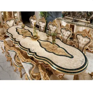 Hot selling luxury turkey marble dining table High quality classic turkey dining table sets
