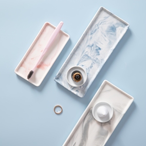 Custom Modern Marble Rectangle Bathroom Organizer <strong>Tray</strong> Decor Small Ring Perfume Trinket <strong>Vanity</strong> <strong>Tray</strong> Ceramic <strong>Tray</strong> - Product Image 1