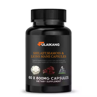 Capsules d'extrait de Shilajit Pur de l'Himalaya, de Gold & Lions Mane et de Sea Moss, Marque Privée OEM, Qualité Alimentaire pour Adultes, 60 Capsules