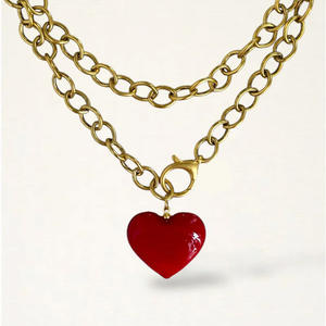 Nuova <span class=keywords><strong>Collana</strong></span> con Pendente a Cuore Smaltato Colorato Placcato Oro a Catena <span class=keywords><strong>Lunga</strong></span> per Donne - Product Image 6