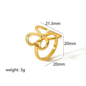 European Style Women's 18k Gold Plated <b>Adjustable</b> Flower <b>Ring</b> Geometric Irregular Design Gift Jewelry - Product Image 4