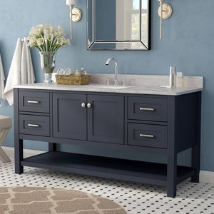 <span class=keywords><strong>Mobile</strong></span> <span class=keywords><strong>Bagno</strong></span> Moderno Freestanding con Ripiano Inferiore Aperto, Top in Marmo Bianco, Lavabo Singolo per Casa e Hotel - Product Image 1