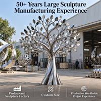 Sculpture d'arbre personnalisée en acier inoxydable, poli miroir, art moderne, décoration durable pour hall d'hôtel, centre commercial, jardin, aménagement paysager