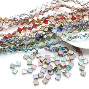 Perle di vetro trifoglio incrociato per la creazione di gioielli perline di cristallo foglia all'ingrosso per bracciali artigianato fai da te Charms accessori fatti a mano