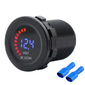 DC 12 V Waterproof LED Digital Display Voltage Gauges Round Panel Car Voltmeters Waterproof Voltmeter Battery Tester