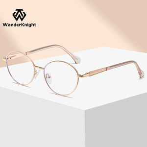 לוגו מותאם אישית מתכת סגלגל משקפיים כחול אור חוסם משקפיים מסגרת נשים גברים משקפיים וינטג מרשם עיניים - Product Image 2