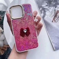Étui de téléphone portable en cuir papillon, coque arrière protectrice électroplaquée pour iPhone 12 13 14 15 16 17 18 Pro Max et pour Samsung