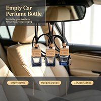Diffuseur d'huiles essentielles en verre transparent dégradé bleu-noir de 5 ml avec bouchon en bois, flacon de parfum rechargeable à suspendre dans la voiture