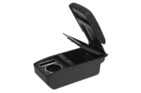 Boîte d'accoudoir de voiture à double couche coulissante en cuir PU noir avec 3 ports USB pour Mitsubishi Xpander / Xpander Cross 2019-2022
