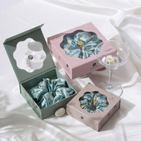 Scrunchies en soie personnalisés avec logo, imprimés marguerites, accessoires, 6 cm, impression numérique, scrunchies en soie HUAJIANSilk
