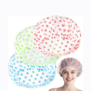 Bonnet de Douche Réutilisable Double Couche en Tissu Éponge Doublé PEVA Écologique de Luxe Personnalisé et Imperméable - Product Image 1