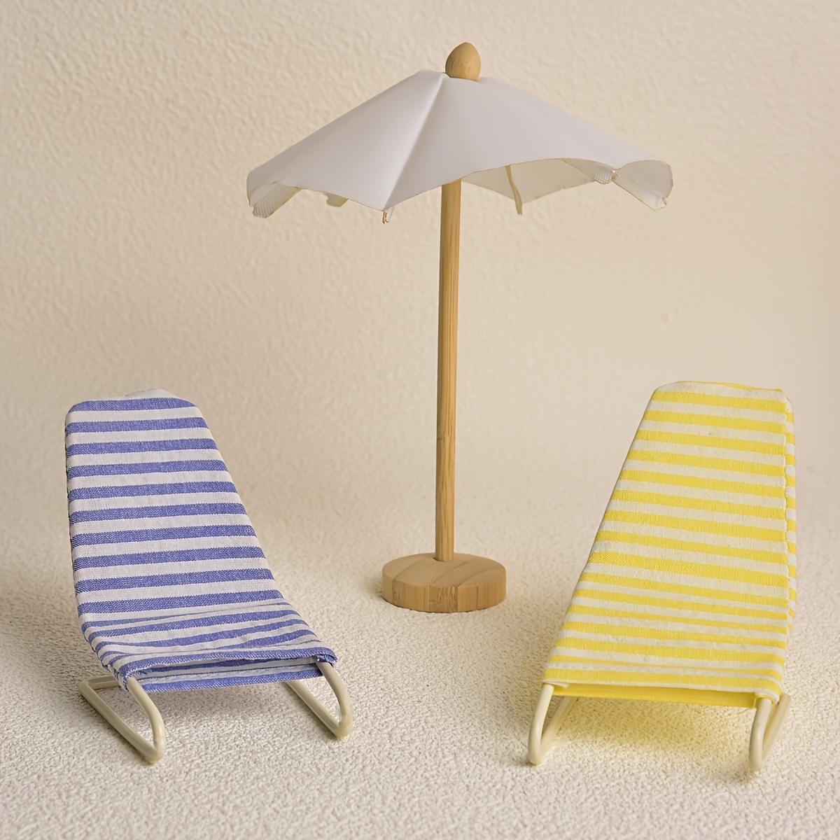 Bleu + Jaune Chaise de plage + Parasol