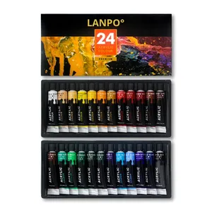 Juego <span class=keywords><strong>de</strong></span> <span class=keywords><strong>Pinturas</strong></span> Acrílicas Profesionales 12/24/36 Colores, No Tóxicas, para Artistas y Niños, 12ml/60ml, para Vidrio, Papel y Lienzo, en Caja - Product Image 5