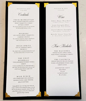 Magnifiques couvertures de menu de mariage personnalisées en velours pour la réception de mariage, menus de mariage pour le dîner