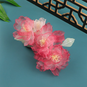 2026 New Spring Style Traditional Chinese Hair Clips, Handmade Gradient <b>Red</b> <b>Silk</b> Hair Accessories - Product Image 3
