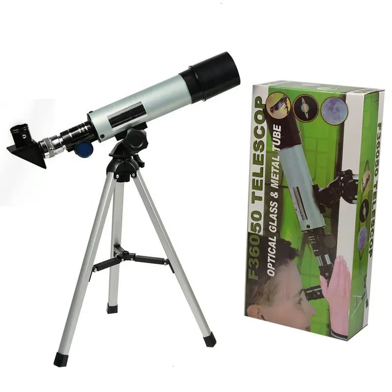 F36050 Teleskop Astronomi dengan Tripod Portabel, Teleskop Monokuler Perbesaran Cakupan untuk Menonton Burung Bintang Bulan