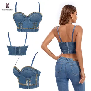 Plus Size XS S M L XL Clothing Women Jeans Plunge Bra Shaper Seamless Bra Bustier Corset Top With Strap