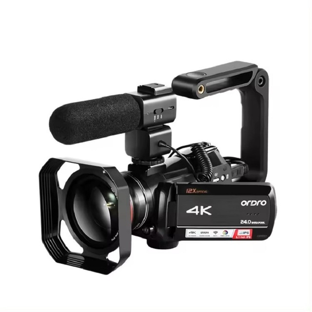 AC5 12X Optical Zoom UHD 4k Digital Video Camera with 3.1 Inch IPS Touch Panel and CMOS Imaging Sensor WiFi 3.1