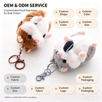 Porte-clés en peluche personnalisable de 10 cm en forme de hamster, pendentif mignon pour sac, breloque en peluche douce, cadeau en gros OEM ODM