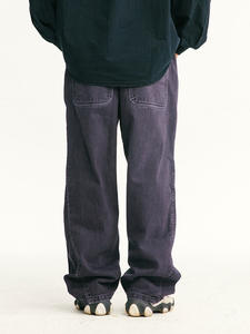 Autumn Fashion Micro-Lara Workwear <strong>Pants</strong> Loose Straight Dosing Super Heavy 380g Denim Elegant Casual Style for Couples - Product Image 3