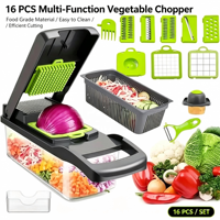 16-in-1 multifunctionele handmatige groentehakker, -snijder, -rasp en -schaaf voor aardappelen en uien