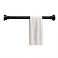 Tringle de Douche Télescopique Noire Sans Perçage, Barre à Tension Ajustable 50-80 cm pour Salle de Bain