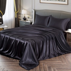 Conjunto de Lençóis de Cetim PVC Luxuosos e Modernos para Cama <span class=keywords><strong>Queen</strong></span> <span class=keywords><strong>Size</strong></span>, Lençol Ajustável Preto Macio e Sedoso com Bolsos Profundos, Conjunto de Cama de Cetim - Product Image 6