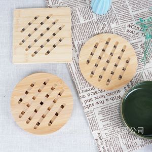 <b>Bamboo</b> Heat Insulation Mat Square Round Hollowed Out <b>Table</b> Pad For Kitchen Protection - Product Image 2