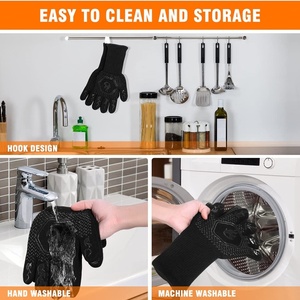 Guantes de Seguridad de Nailon Resistentes al Calor, Negros, Antideslizantes, con Textura de Microdiamantes en la Muñeca, para Cocina, Horno y Barbacoa - Product Image 4
