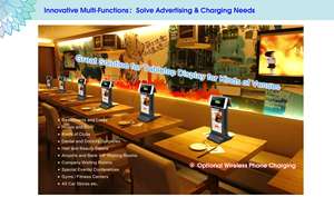 Nouvelle station de recharge publicitaire innovante brevetée <span class=keywords><strong>CMS</strong></span>, contrôle à distance, support de menu pour restaurant, café, banque d'alimentation - Product Image 2
