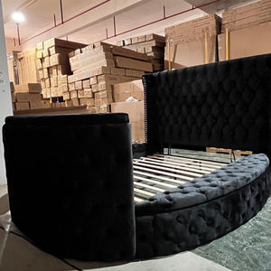 Cama Moderna Chesterfield con Cabecera Acolchada, de Alta Calidad, Ecológica, Tamaño <span class=keywords><strong>Queen</strong></span>/King, con Espacio de Almacenamiento y Elevador para TV Debajo de la Cama - Product Image 1