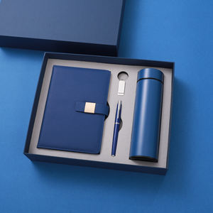 Set botol Diary A5 mewah bisnis, Set hadiah Notebook A5 kulit abu-abu dapat disesuaikan dengan pena, Mug termal dan USB - Product Image 3