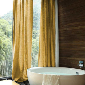 Leggiadre tende di lino verde ganci a nastro per sistema a binario lino tessuto trasparente retro linguetta tende Extra lunghe per soggiorno - Product Image 5