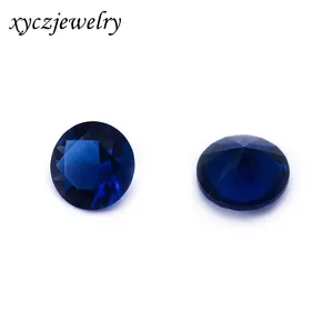 Hot sale 6mm Round Brilliant Cut Sapphire Blue Glass For Jewelry Making
