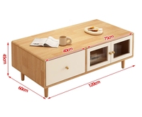 Table basse de salon en chêne rustique durable avec 2 portes et 1 tiroir de rangement pour petits appartements et usage domestique