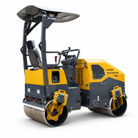 Compacteur routier vibrant à tambour tandem de 2,5 tonnes, moteur diesel 16 CV, avec support de pièces de rechange