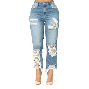 Рваные джинсы с дырками женские прямые брюки свободные джинсовые брюки бойфренды для женщин женские узкие джинсы