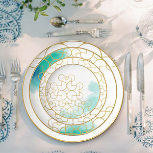 Linea geometrica arcopale stoviglie Set porcellana di nozze Set decorazione <span class=keywords><strong>piatti</strong></span> utilizzati per <span class=keywords><strong>piatti</strong></span> caricabatterie ristorante <span class=keywords><strong>piatti</strong></span> - Product Image 6