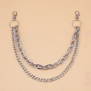 Cadena de cintura metálica estilo punk Yueli, de doble capa y circular, para uso diario con estilo hip hop, accesorio de moda de aleación de zinc. - Product Image 3