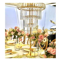 Support à fleurs romantique fait main en cristal, support à fleurs suspendu en cristal, lustre, centre de table de mariage
