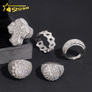 アメリカ倉庫からの迅速発送 メンズリング 925スターリングシルバー ホワイトゴールドメッキ ダイヤモンドテスト合格 モアサナイト アイスアウトリング - Product Image 6