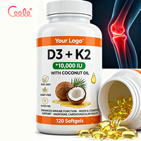 Complément alimentaire en gélules molles de vitamine D3 K2 MK7 10000 UI, marque privée OEM, pour le soutien immunitaire et la santé