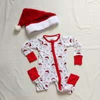 Combinaison bébé en viscose de bambou personnalisée avec motif de Noël, fermeture éclair, pour vêtements de bébé, pyjama bébé