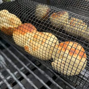 Stainless Steel Rolling BBQ Net Tube - Portable <strong>Grilling</strong> Basket for Fish and <strong>Vegetables</strong>, Non-Stick Cylinder <strong>Grill</strong> Basket - Product Image 5