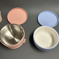 Bol en céramique écologique personnalisable ensemble d'alimentation de vaisselle de cuillère de plat d'aspiration forte
