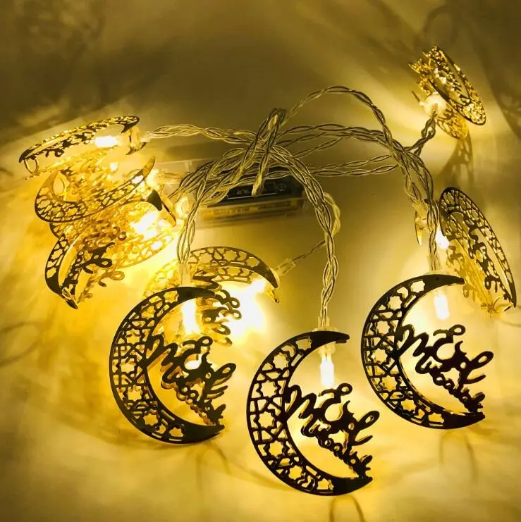 Moon Star Led String Lights EID Mubarak Ramadan Kareem Decorations For Home Islam Muslim Event Party Supplies Eid Al-Fitr Decor